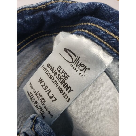 Silver Jeans Co. Elyse Skinny Ankle Size W25/L27 Medium Wash Denim Blue Jeans - Picture 2 of 16